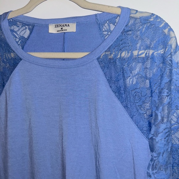 NWOT Zenana Lace Sleeve Tunic Top - Picture 2 of 3